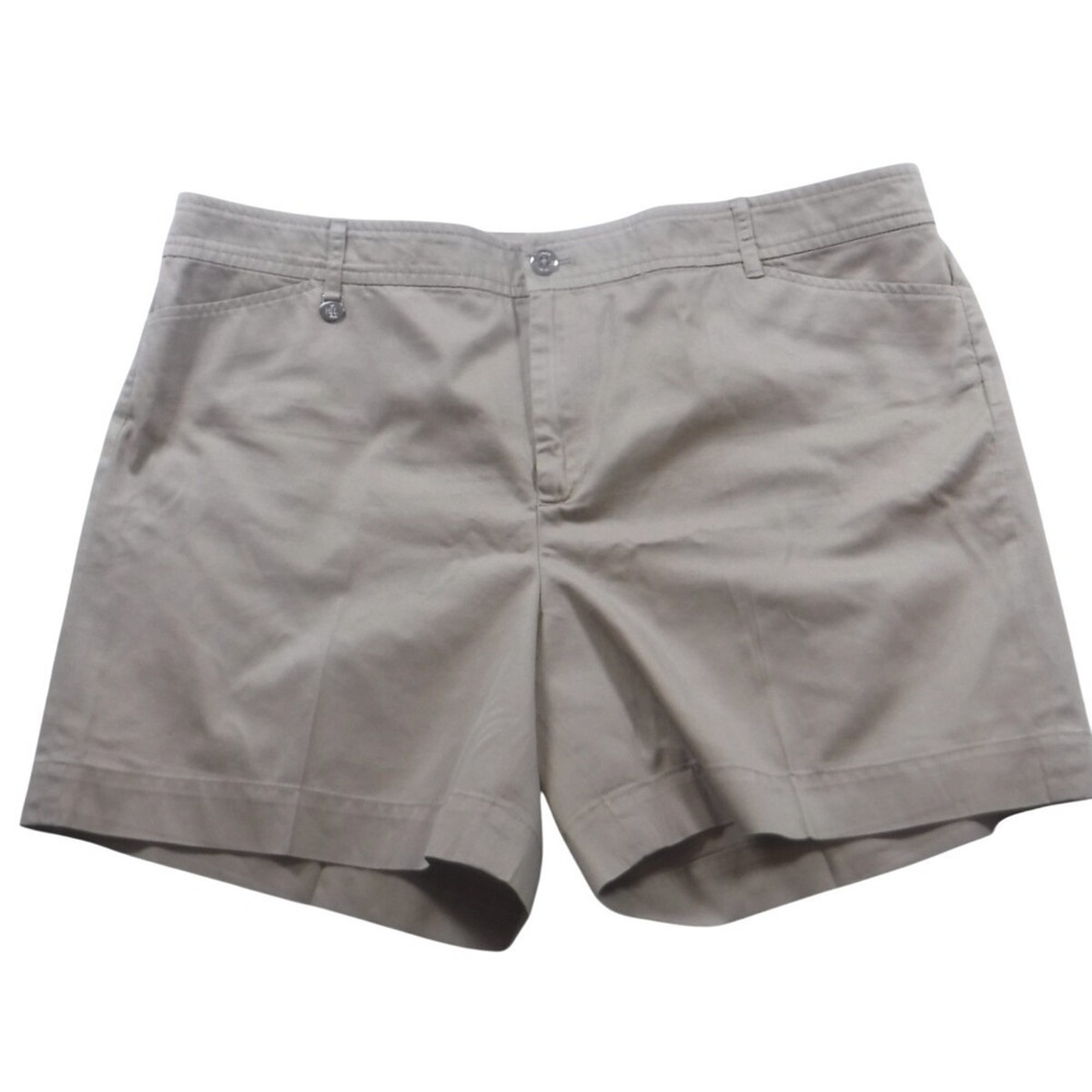 Lauren Ralph Lauren Women's Beige Chino Shorts Plus Size 16 Cotton Pockets